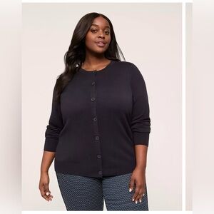 NWT Lane Bryant Crew-Neck Button-Front Cardigan Size: 22/24 color: Blue